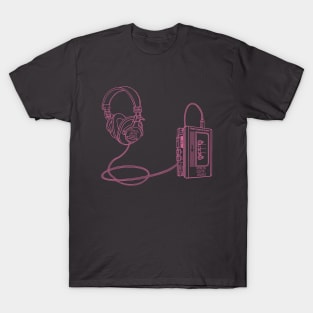 Portable Tape Player (Cyclamen Pink Lines) Analog / Music T-Shirt